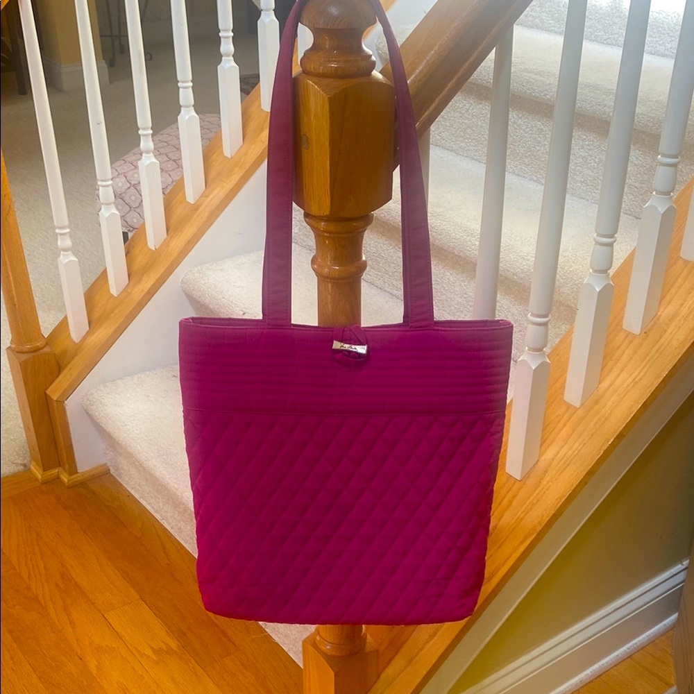 Vera Bradley Quilted Magenta Tote Bag, toggle close, 3x interior pockets